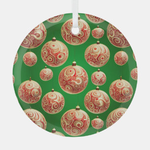 Roter und Grüner Urlaub Ornament Aus Glas