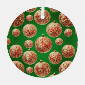 Roter und grüner Urlaub Ornament Aus Glas (Rückseite)