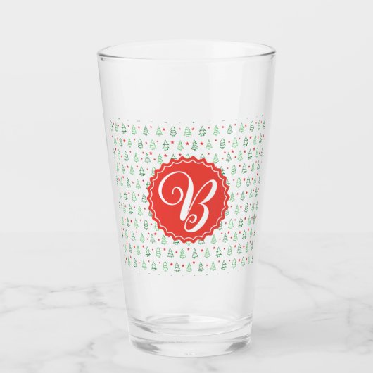 Roter und grüner Weihnachtsbaum Glas (Vorderseite)