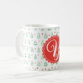 Roter und grüner Weihnachtsbaum Kaffeetasse (Vorderseite Links)