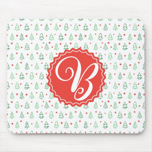 Roter und grüner Weihnachtsbaum Mousepad (Vorne)