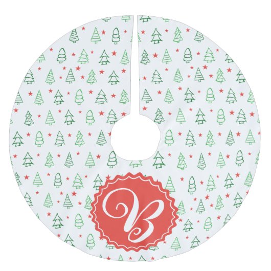 Roter und grüner Weihnachtsbaum Polyester Weihnachtsbaumdecke (Vorderseite)