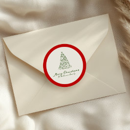 Roter und grüner Weihnachtsbaum Runder Aufkleber