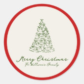 Roter und grüner Weihnachtsbaum Runder Aufkleber (Vorderseite)