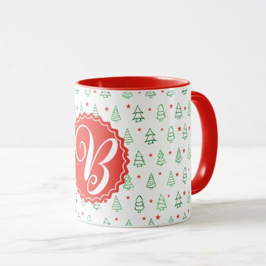 Roter und grüner Weihnachtsbaum Tasse (VorderseiteRechts)