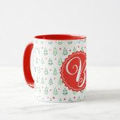 Roter und grüner Weihnachtsbaum Tasse (Vorderseite Links)