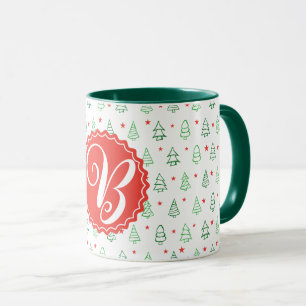 Roter und grüner Weihnachtsbaum Tasse
