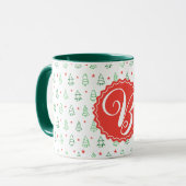 Roter und grüner Weihnachtsbaum Tasse (Vorderseite Links)