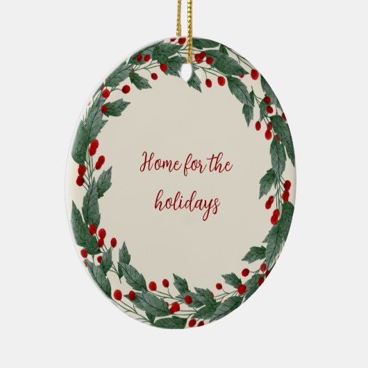 Roter und grüner Weihnachtskranz Keramik Ornament (Rechts)