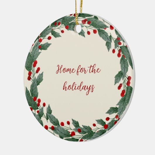 Roter und grüner Weihnachtskranz Keramik Ornament (Links)