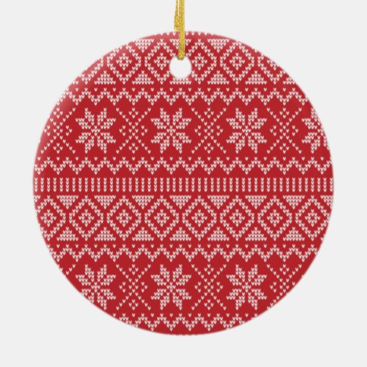 Roter und grüner Weihnachtskranz Keramik Ornament (Hinten)