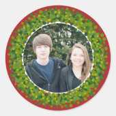 Roter und grüner Weihnachtskranz Runder Aufkleber (Vorderseite)
