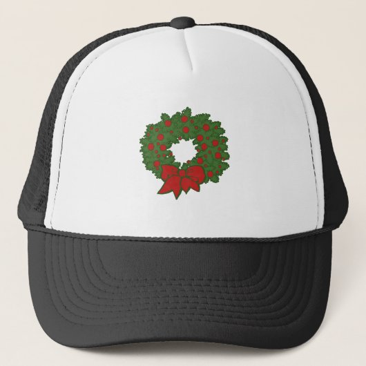 Roter und grüner Weihnachtskranz Truckerkappe (Vorderseite)