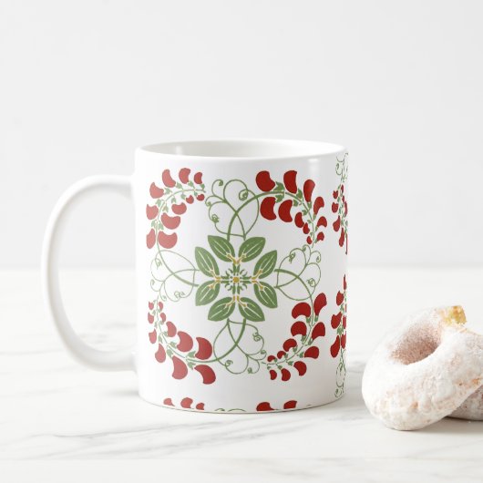 Roter und grüner Wein und Blume Kaffeetasse (Mit Donut)