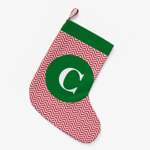 Roter und grüner Zickzack AnfangsStrumpf Kleiner Weihnachtsstrumpf