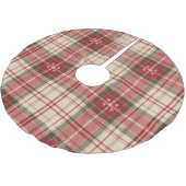 Roter und Immergrüner Tartan-Weihnachtskariert Polyester Weihnachtsbaumdecke (Schrägansicht)