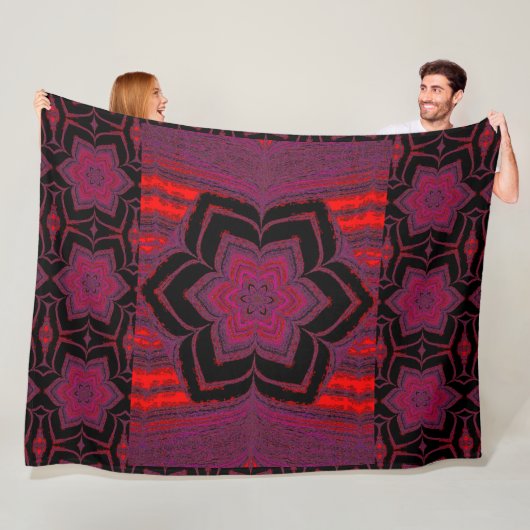 Roter und Lila Lotus in Schwarz-Fleece-Blankon Fleecedecke (Beispiel)