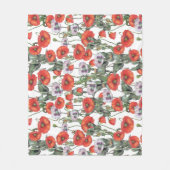 Roter und lila Mohnblumen-Muster Fleecedecke (Vorderseite)