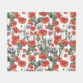 Roter und lila Mohnblumen-Muster Fleecedecke (Vorderseite (Horizontal))
