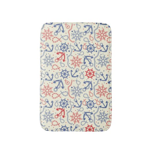 Roter und marinierter Hintergrund mit Anker Badematte (Vorderseite Vertikal)