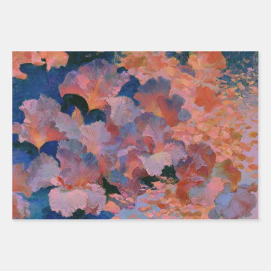 Roter und Messing-Blumen-Impressionist Geschenkpapier Set (Vorderseite)
