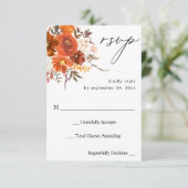Roter und oraler Fall Floral UAWG RSVP Karte (Stehend Vorderseite)