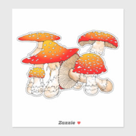 Roter und orangefarbener Pilz Aufkleber