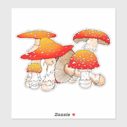 Roter und orangefarbener Pilz Aufkleber (Blatt)