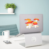 Roter und orangefarbener Pilz Aufkleber (Laptop auf Schreibtisch)