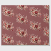 Roter und pfirsichfarbener floraler Hauch Geschenkpapier (Flach)