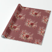Roter und pfirsichfarbener floraler Hauch Geschenkpapier (Ungerollt)