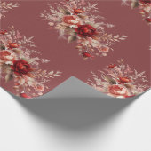 Roter und pfirsichfarbener floraler Hauch Geschenkpapier (Ecke)