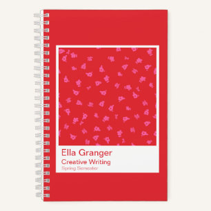 Roter und rosa Blumen-Notizbuch Notizblock