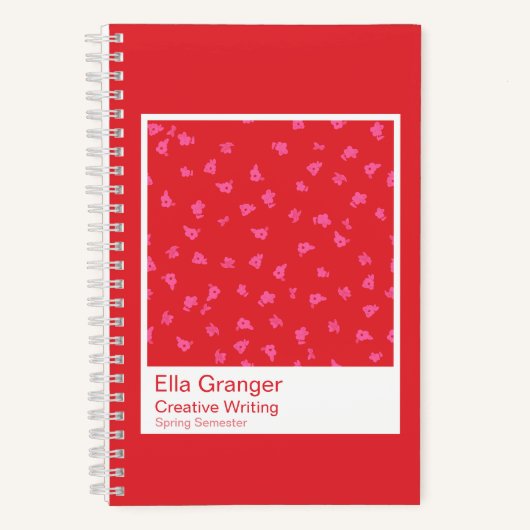 Roter und rosa Blumen-Notizbuch Notizblock (Vorderseite)