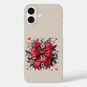Roter und rosa Blumenkokett iPhone 16 Plus Hülle