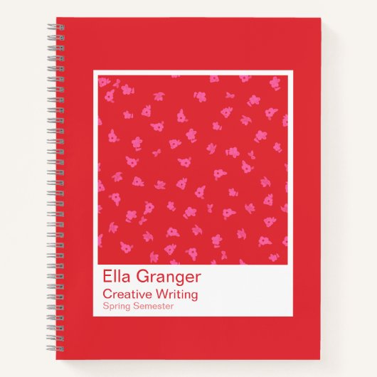 Roter und rosa floraler Notizblock (Vorderseite)