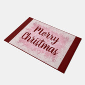 Roter und rosa Frost frohe Weihnachten Fußmatte (Schrägansicht)