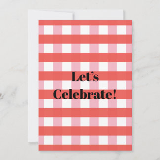 Roter und rosa Gingham-Stil Einladung