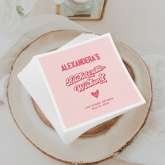 Roter und rosa Junggeselinnen-Abschied Serviette