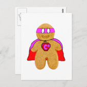 Roter und rosa Lebkuchen Mann Super Held Postkarte (Vorne/Hinten)