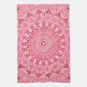 Roter und Rosa Mandala-Musterentwurf Geschirrtuch