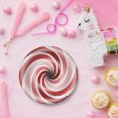 Roter und rosa Pfefferminz-Wirbel 7 Pappteller (Party)