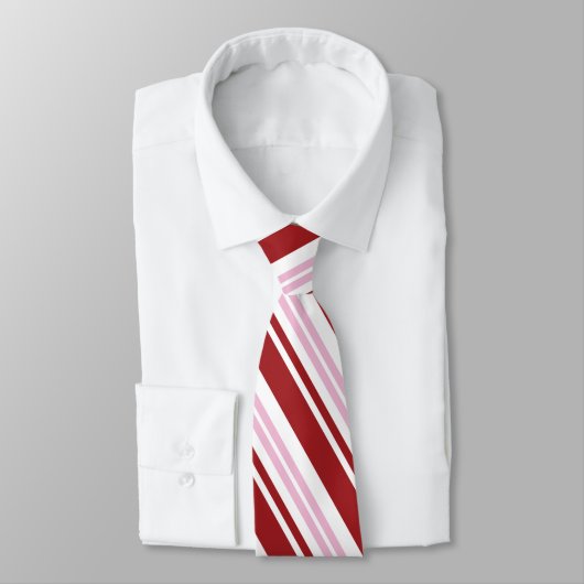 Roter und rosa Pfefferminzstreifen Krawatte (Gebunden)
