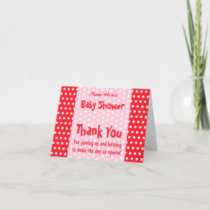 Roter und rosa Polka Dot, Custom Baby Dusche Dankeskarte