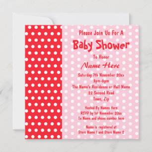 Roter und rosa Polka-Dot, Custom Baby Dusche Einladung