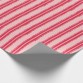 Roter und rosa Ruffelstreifen Geschenkpapier (Ecke)