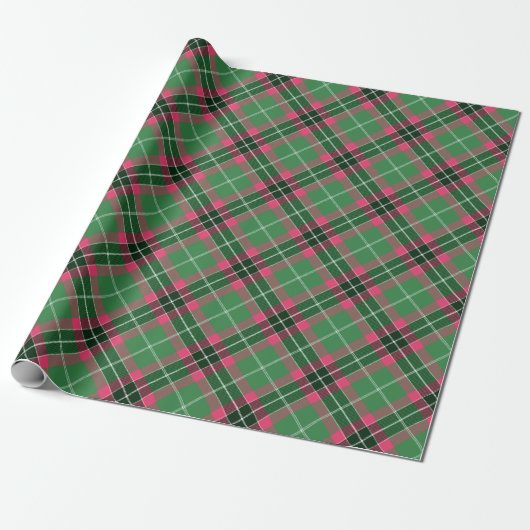Roter und rosa Tartan Rotated Geschenkpapier (Ungerollt)