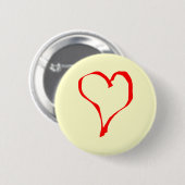 Roter und SahneLiebe-Herz-Entwurf Button (Vorne & Hinten)