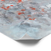 Roter und schneebedeckter Wald - Impressionistisch Poster (Ecke)