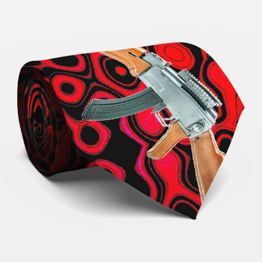Roter und schwarzer A-K47 Krawatte (Gerollt)